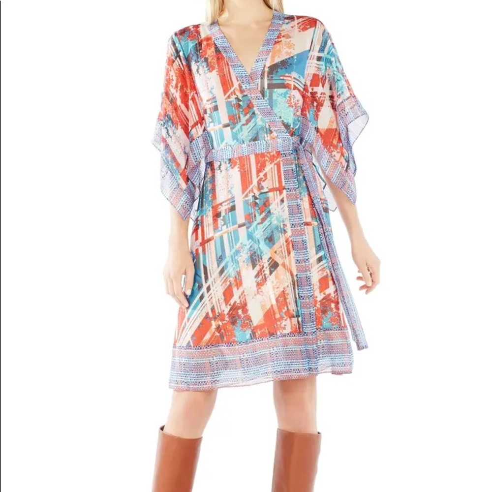 BCBGMaxAzria Krystie Print Silk Chiffon Wrap Dress